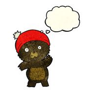cute cartoon black bear with thought bubble N22