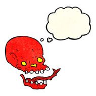 cartoon spooky skull with thought bubble N56