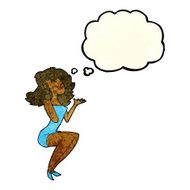 cartoon attractive woman sitting with thought bubble N4