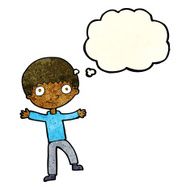 cartoon happy boy with thought bubble N87