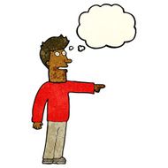 cartoon man pointing with thought bubble N74