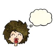 cartoon woman screaming with thought bubble N4