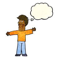 cartoon happy man with thought bubble N173