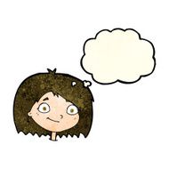 cartoon happy female face with thought bubble N71