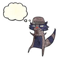 cartoon raccoon with thought bubble N4