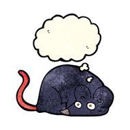 cartoon white mouse with thought bubble N3