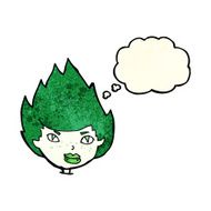 cartoon vampire head with thought bubble N16