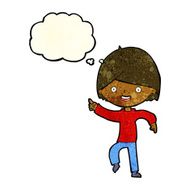 cartoon man pointing with thought bubble N75