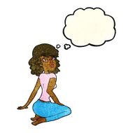 cartoon pretty woman with thought bubble N105