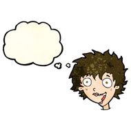 cartoon crazy excited woman with thought bubble N7