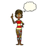 cartoon woman covered in tattoos with thought bubble N4