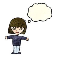 cartoon woman with open arms thought bubble N40