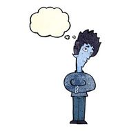 cartoon curious vampire with thought bubble N4