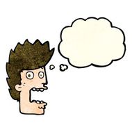 cartoon terrified man with thought bubble N88