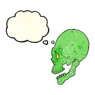 spooky skull illustration with thought bubble N2