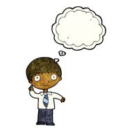 cartoon school boy with idea thought bubble N12