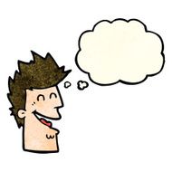 cartoon happy man with thought bubble N174