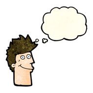 cartoon happy man with thought bubble N175