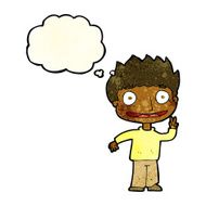 cartoon happy boy with thought bubble N88