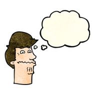 cartoon nervous man with thought bubble N51