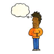 cartoon nervous man with thought bubble N52