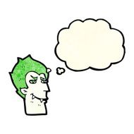 cartoon vampire face with thought bubble N12