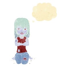 cartoon vampire girl with thought bubble N45