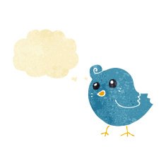 cartoon bird with thought bubble N49