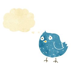 cartoon bird with thought bubble N51