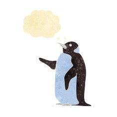 Cartoon Penguin With Thought Bubble N2