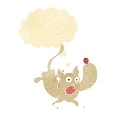 cartoon funny dog with thought bubble