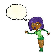 cartoon vampire girl with thought bubble N48