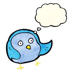 cartoon bird with thought bubble N60