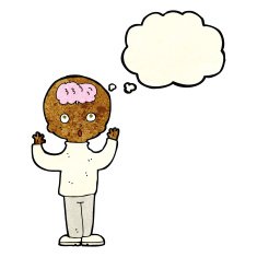 cartoon genius with thought bubble N3