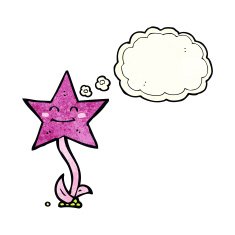 cartoon star flower with thought bubble N3