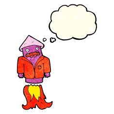 cartoon firework in business suit with thought bubble N3