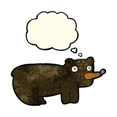 funny cartoon black bear with thought bubble N5