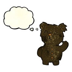 cartoon black bear with thought bubble N15