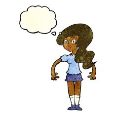 cartoon pretty woman with thought bubble N57
