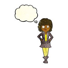 cartoon girl in jacket with thought bubble N3