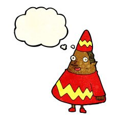 cartoon elf with thought bubble N3