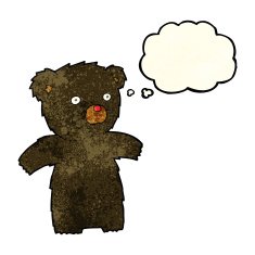 cartoon black bear with thought bubble N16