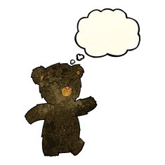 cartoon black bear with thought bubble N17