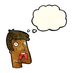 cartoon shocked man with thought bubble N23