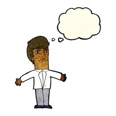 cartoon annoyed boss with thought bubble N3