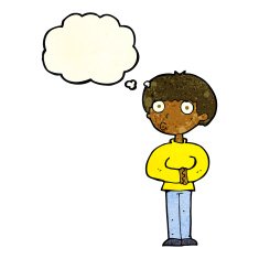 cartoon curious man with thought bubble N15