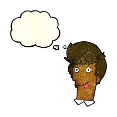 cartoon man with tongue hanging out thought bubble N3