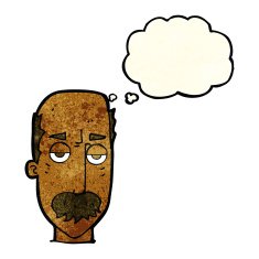 cartoon bored old man with thought bubble N6