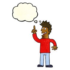 cartoon man with great new idea thought bubble N3
