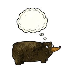 funny cartoon bear with thought bubble N7